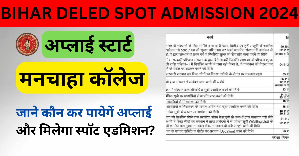 Bihar DELED Spot Admission 2024